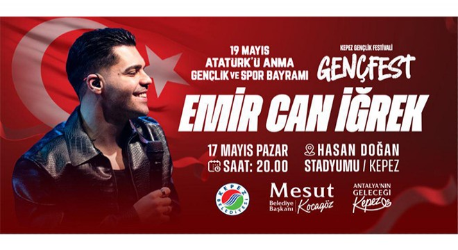 Kepez’de 19 Mayıs sahnesinde Emir Can İğrek konseri
