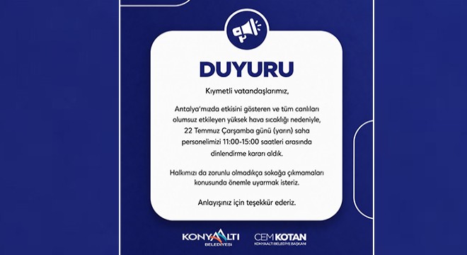 Konyaaltı Belediyesi’nden sıcak hava tedbiri