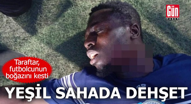 Taraftar, futbolcunun boğazını kesti